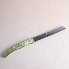 Load image into Gallery viewer, Claude Dozorme Olive Green Acrylic Handled Tomato Knife
