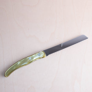 Claude Dozorme Olive Green Acrylic Handled Tomato Knife