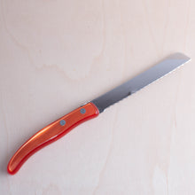 Load image into Gallery viewer, Claude Dozorme Red/Orange Acrylic Handled Tomato Knife
