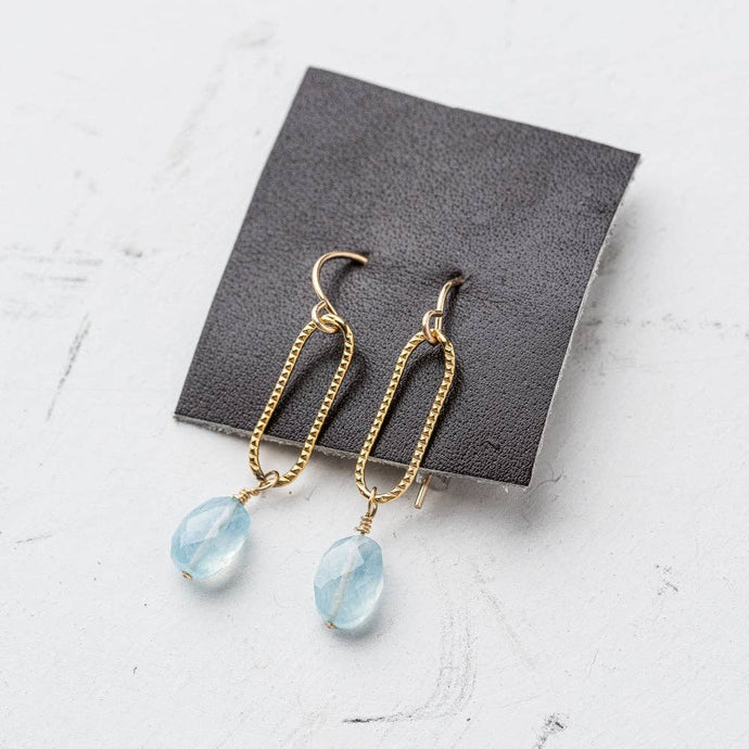 Original Hardware Jewelry - Earrings Aquamarine and Gold Shimmer Earrings