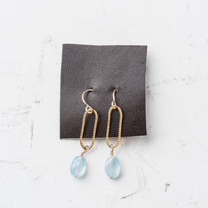 Original Hardware Jewelry - Earrings Aquamarine and Gold Shimmer Earrings