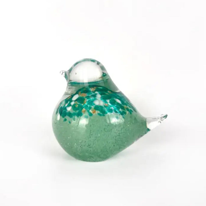 Apricot Mint Decor Green Art Glass Bird Figures