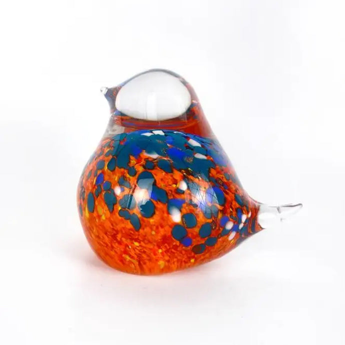 Apricot Mint Decor Orange/Blue Art Glass Bird Figures