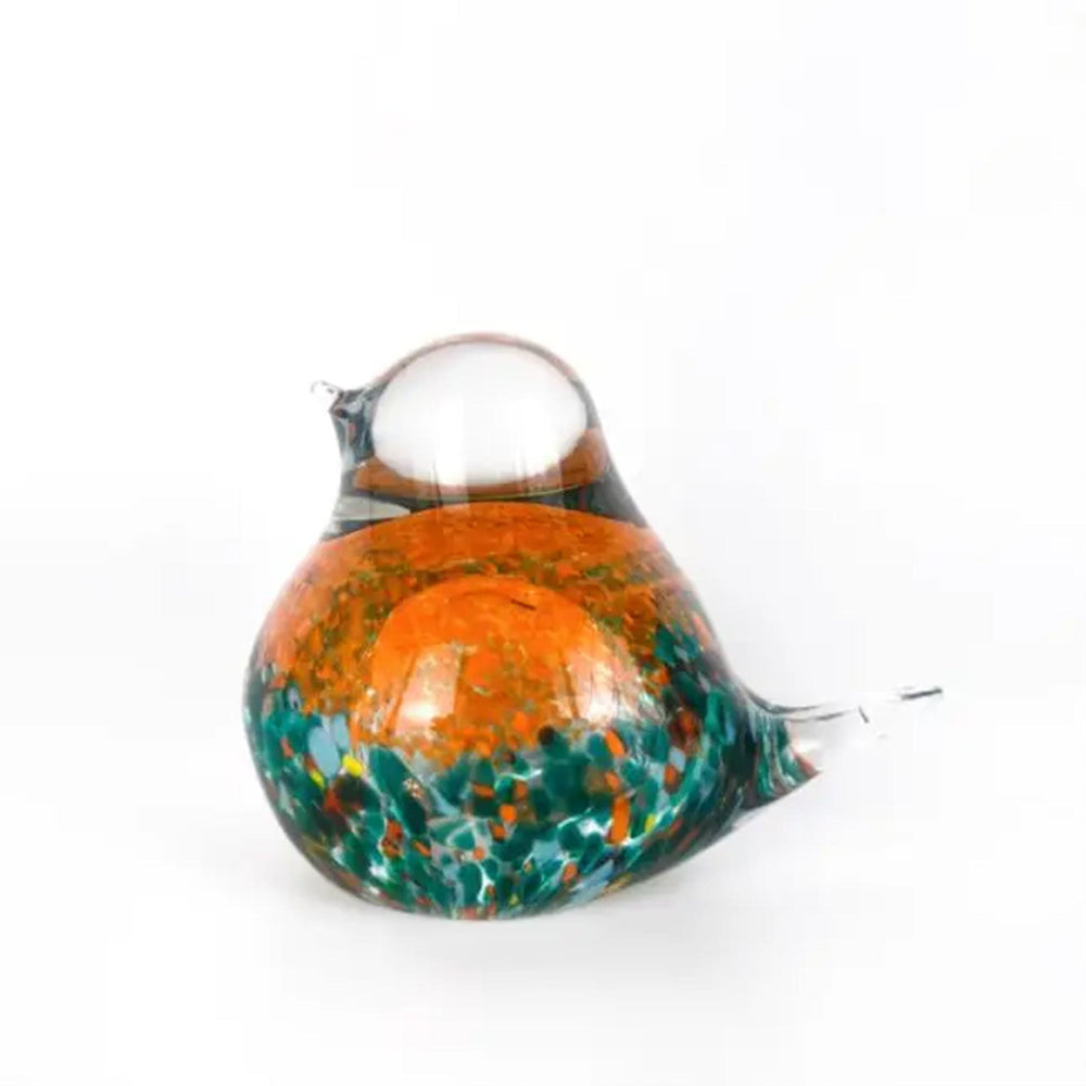 Apricot Mint Decor Orange Art Glass Bird Figures