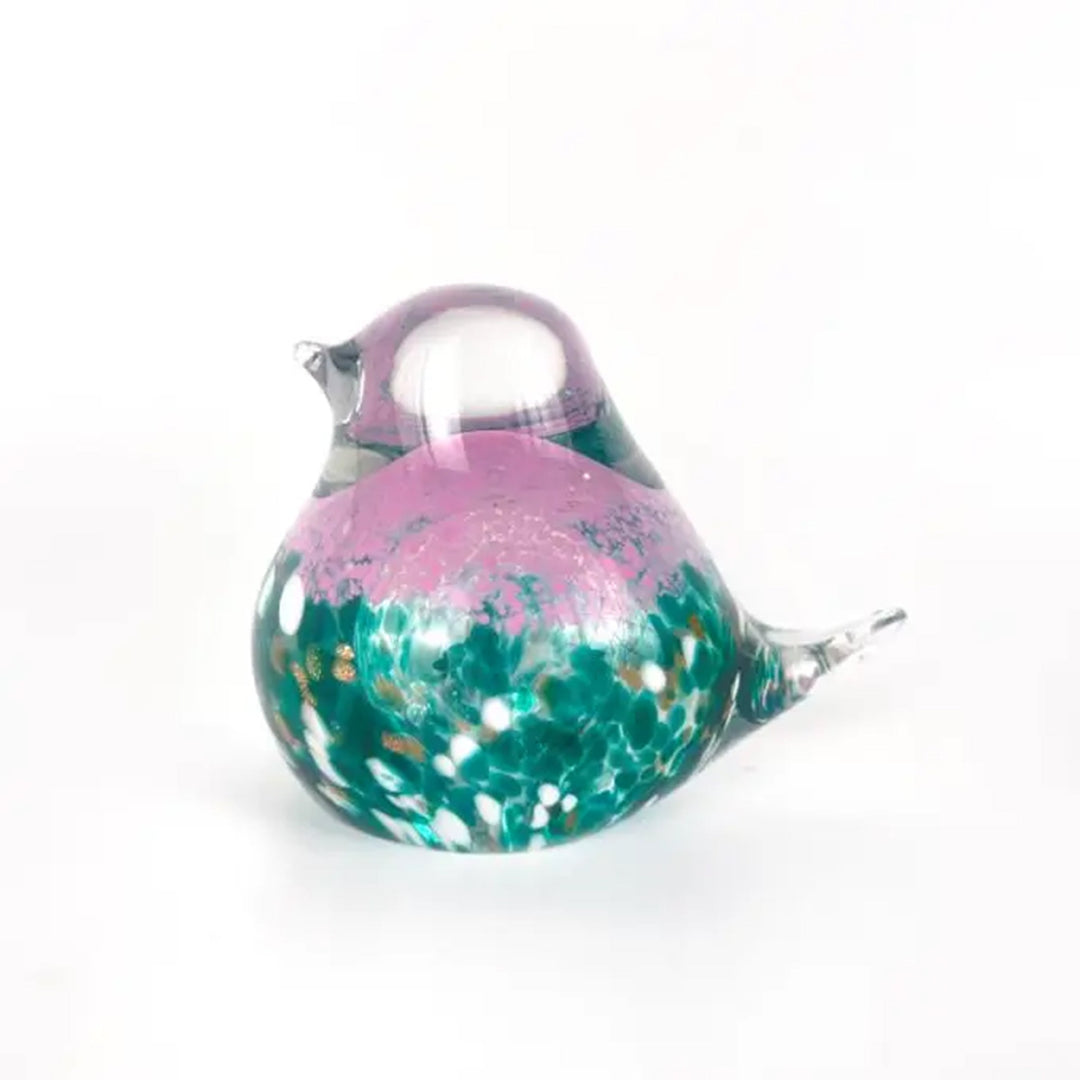 Apricot Mint Decor Pink/Green Art Glass Bird Figures