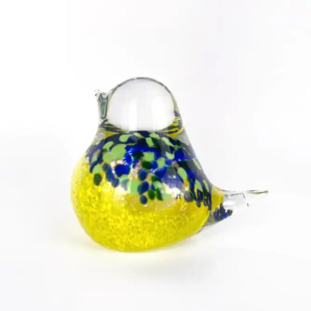 Apricot Mint Decor Yellow Art Glass Bird Figures