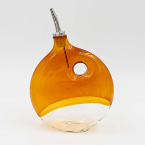 Boise Art Glass Proudly Handmade in Idaho, USA Amber Asymmetric Glass Olive Oil Bottle