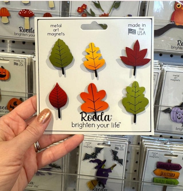 Roeda Studio Magnet Autumn Leaves Magnet Set of 6 – Handpainted Steel Fall Décor by Roeda Studio