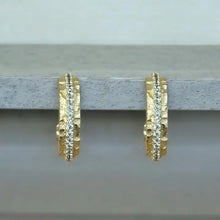 Load image into Gallery viewer, Mini Egy Crystal Thin Hoop Earring
