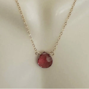 Judy Brandon Jewelry - Necklaces Garnet/Gold Bar Gem 56 Necklace