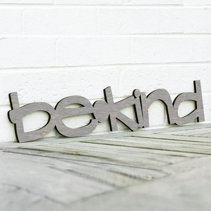 Spunky Fluff Proudly handmade in South Dakota, USA Weathered Gray / Small Be Kind Wood Wall Art