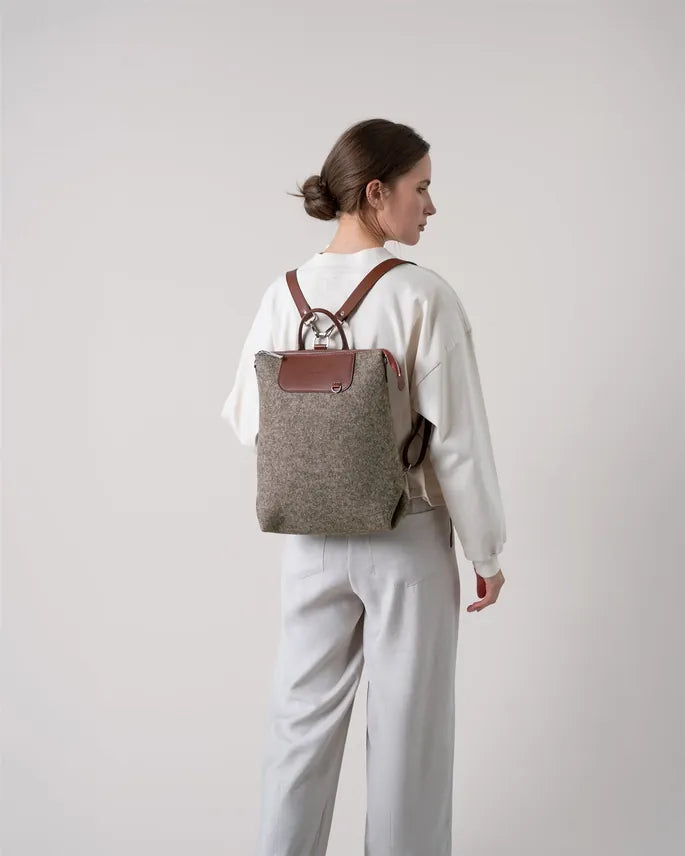 Graf Lantz Handbags &amp; Wallets Bedford Merino Wool Midi Backpack - Ash Brown / Sienna