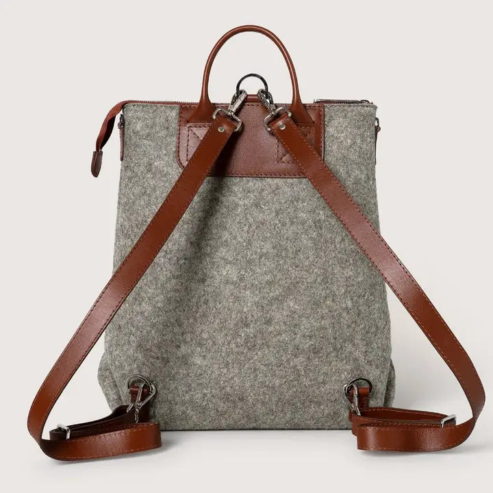 Graf Lantz Handbags & Wallets Bedford Merino Wool Midi Backpack - Ash Brown / Sienna