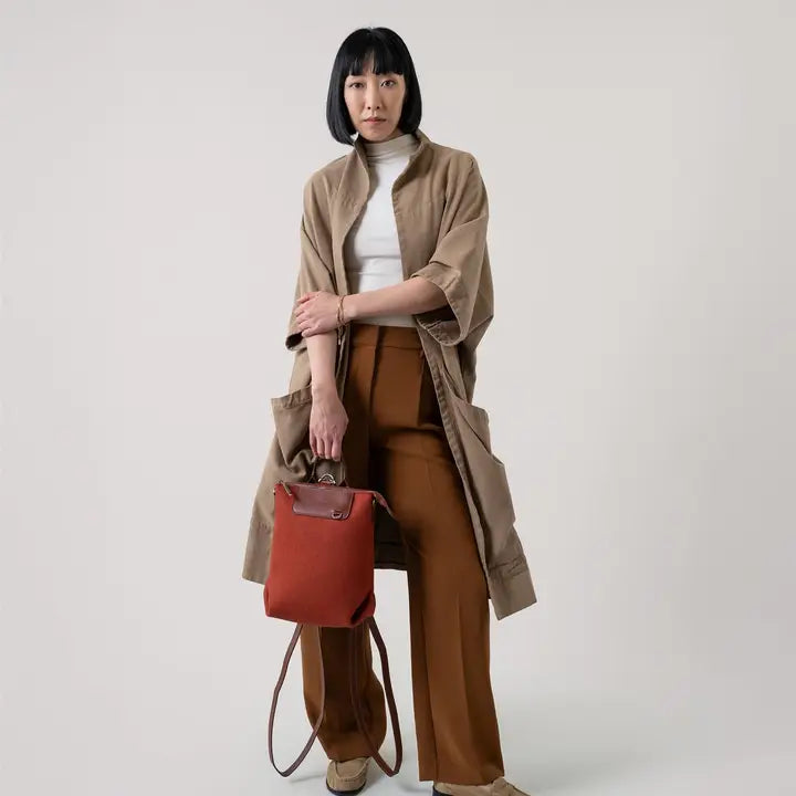 Graf Lantz Handbags & Wallets Bedford Merino Wool Midi Backpack - Mahogany / Sienna