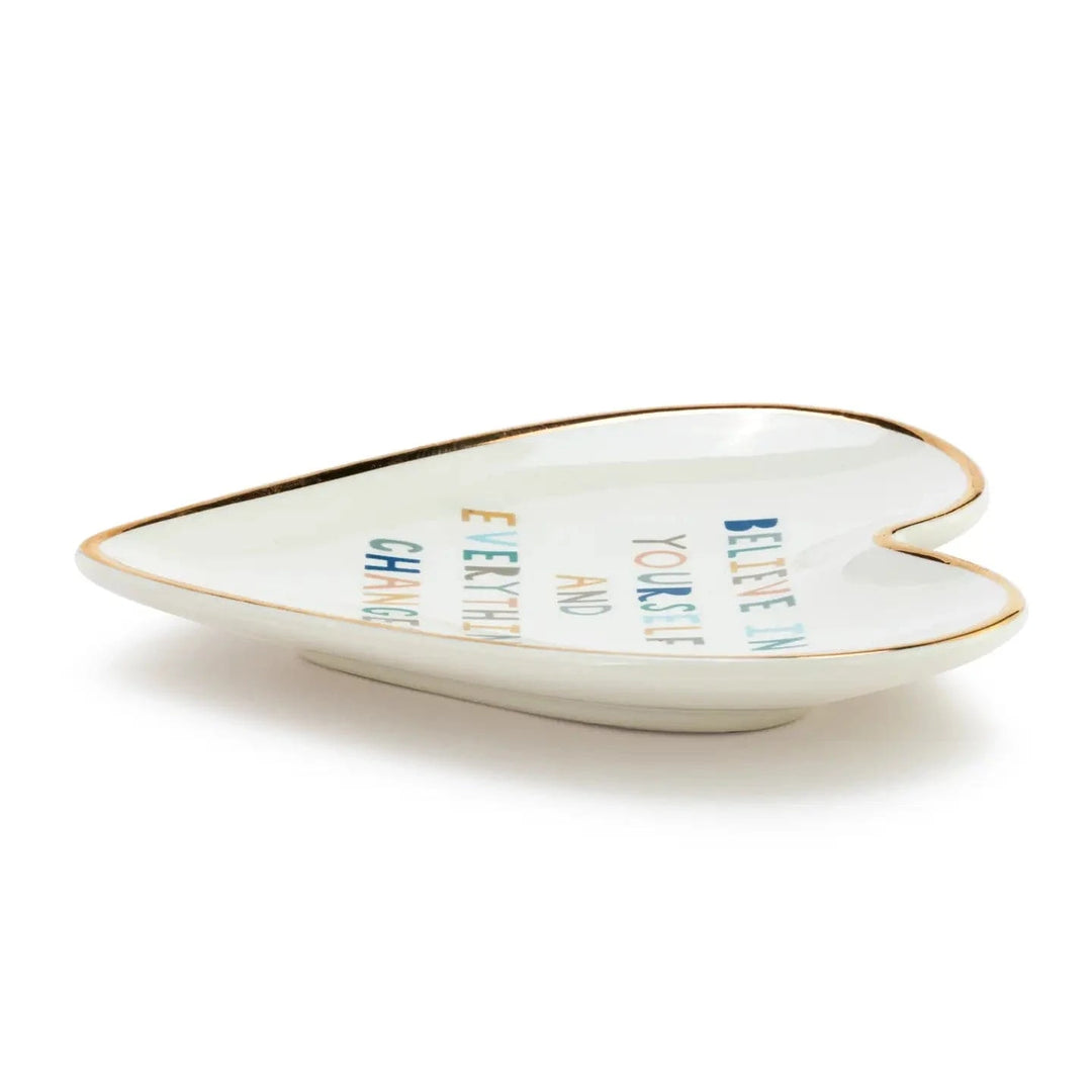 Demdaco Ceramics Believe in Yourself Art Heart Trinket Dish