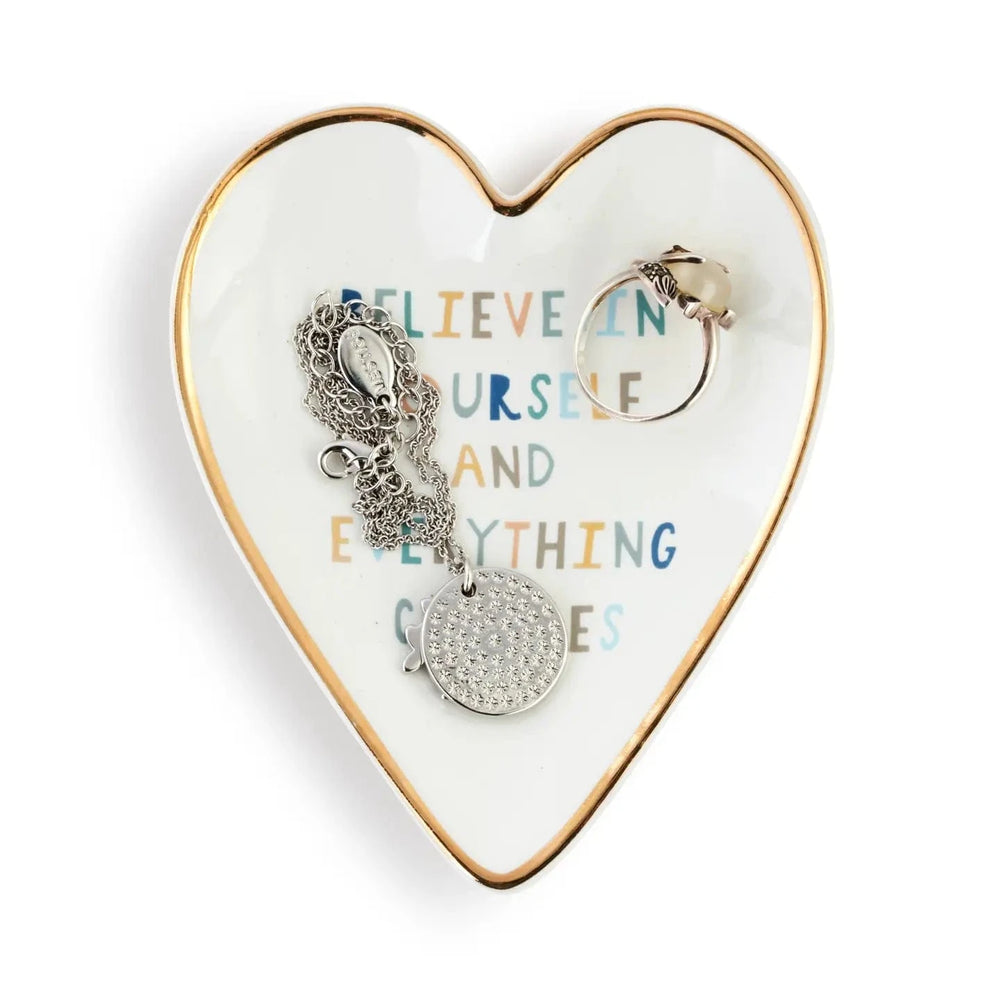 Demdaco Ceramics Believe in Yourself Art Heart Trinket Dish