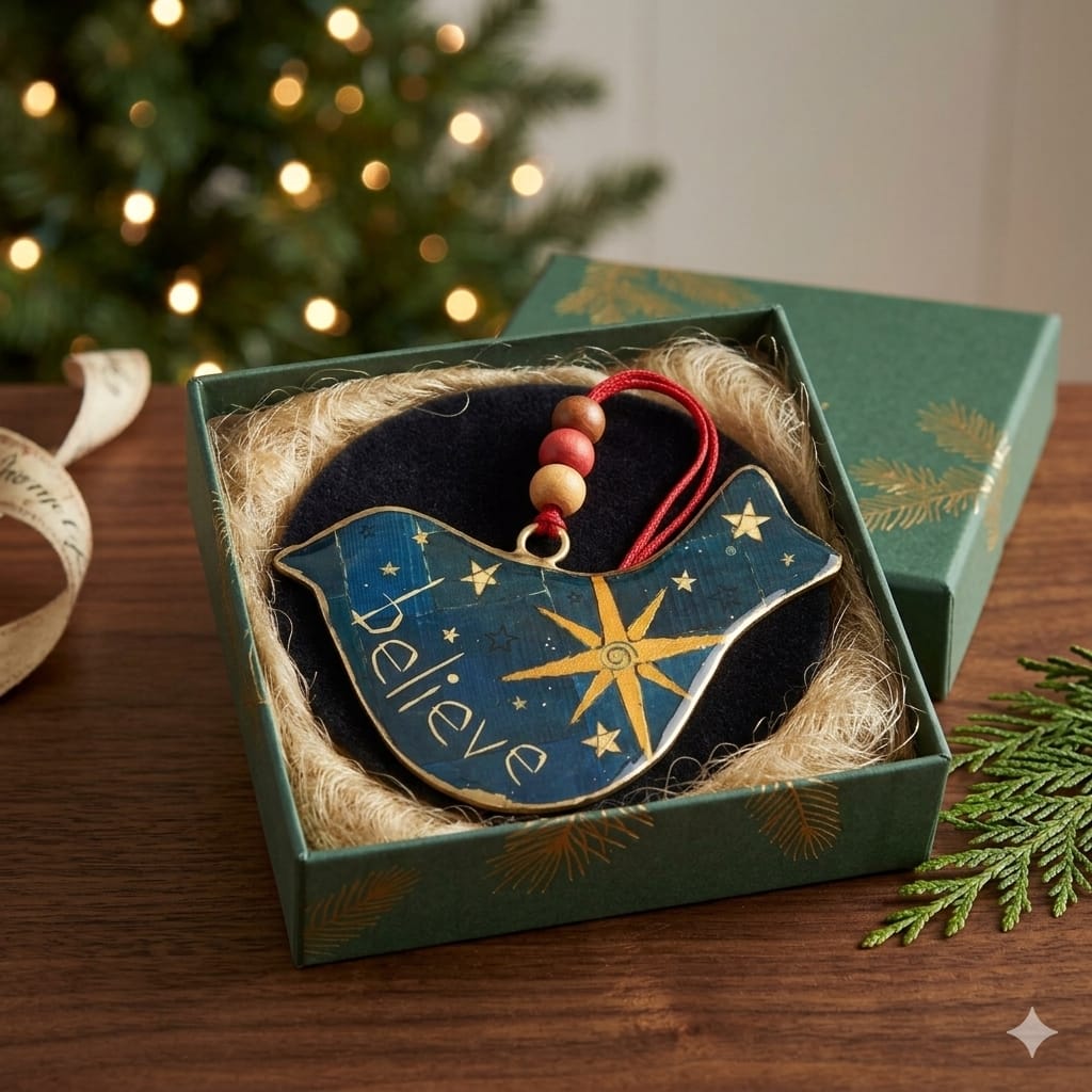 Demdaco Christmas Ornament Believe Metal Bird Ornament