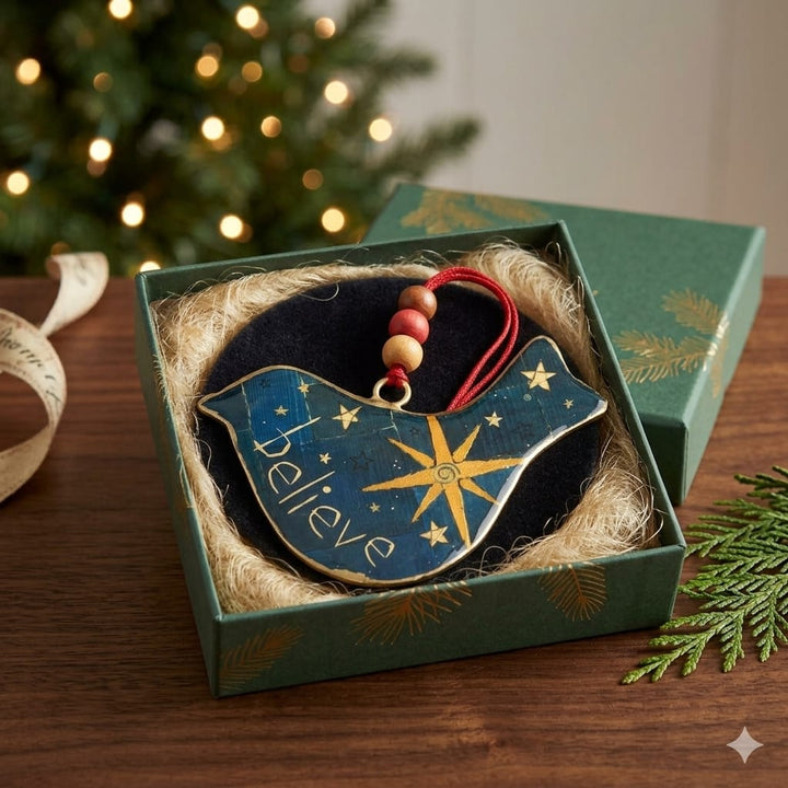 Demdaco Christmas Ornament Believe Metal Bird Ornament
