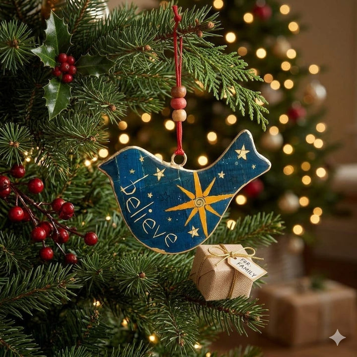 Demdaco Christmas Ornament Believe Metal Bird Ornament