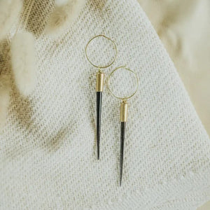 Commonform Jewelry - Earrings Beth Dutton Quill Hoops Predominantly Black, Long (2.5" - 3.5")