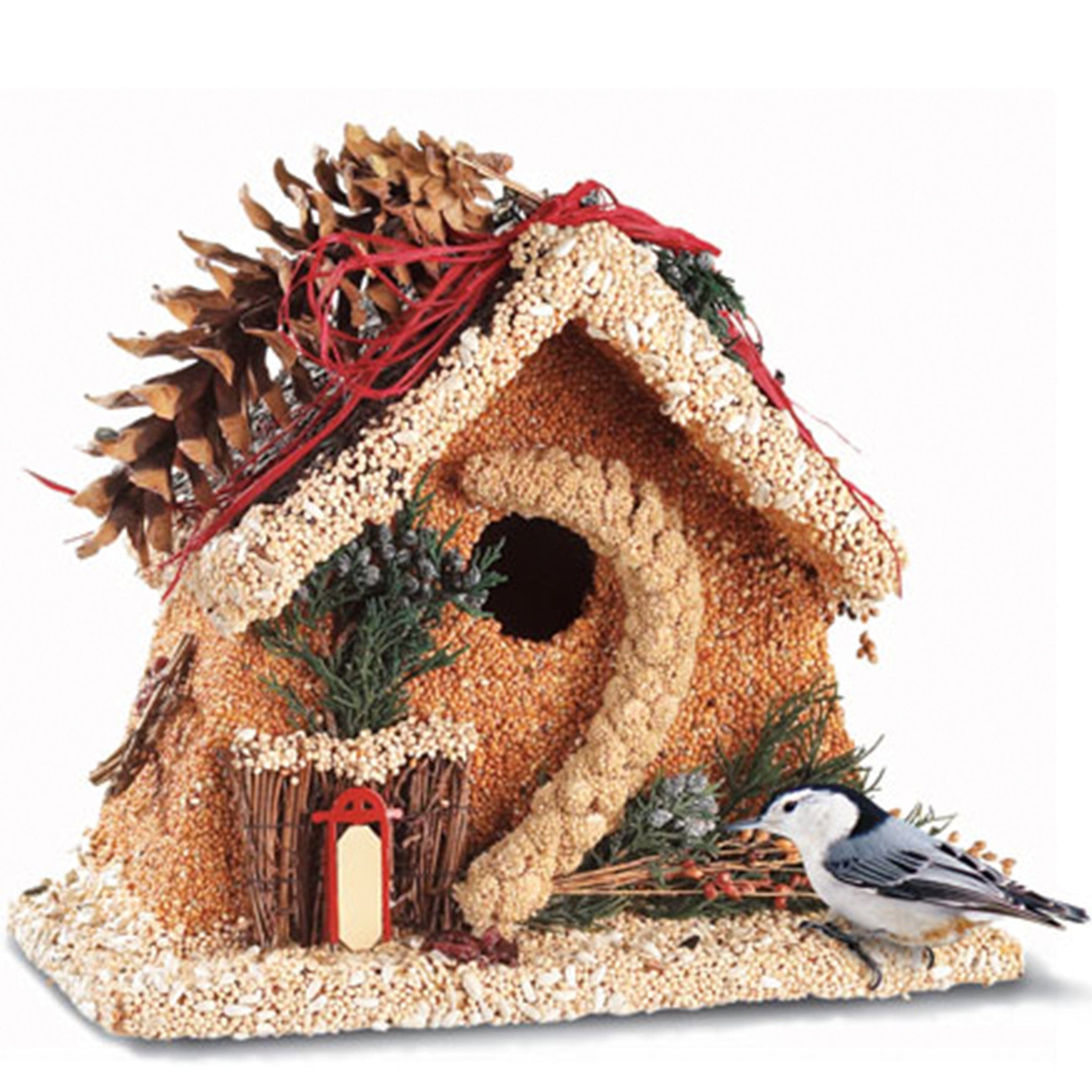 Birdie's B&B Chalet, Premium Bird Seed Wooden Birdhouse – Sticks And Steel