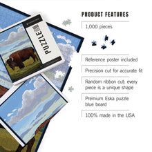 Load image into Gallery viewer, Lantern Press Proudly Handmade in Washington, USA Bison in Field 1000 Piece Puzzle
