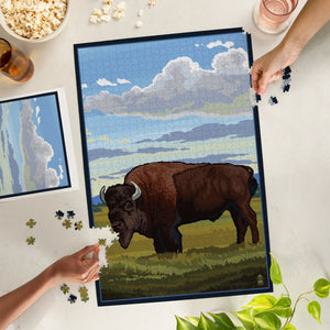 Lantern Press Proudly Handmade in Washington, USA Bison in Field 1000 Piece Puzzle