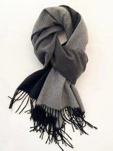 Load image into Gallery viewer, Winding River Unclassified Black / Gray Tri-tone Reversible Wrap – Artisan Shawl
