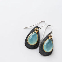 Load image into Gallery viewer, Original Hardware Proudly Handmade in Colorado, USA Chalcedony Black Petal Earrings

