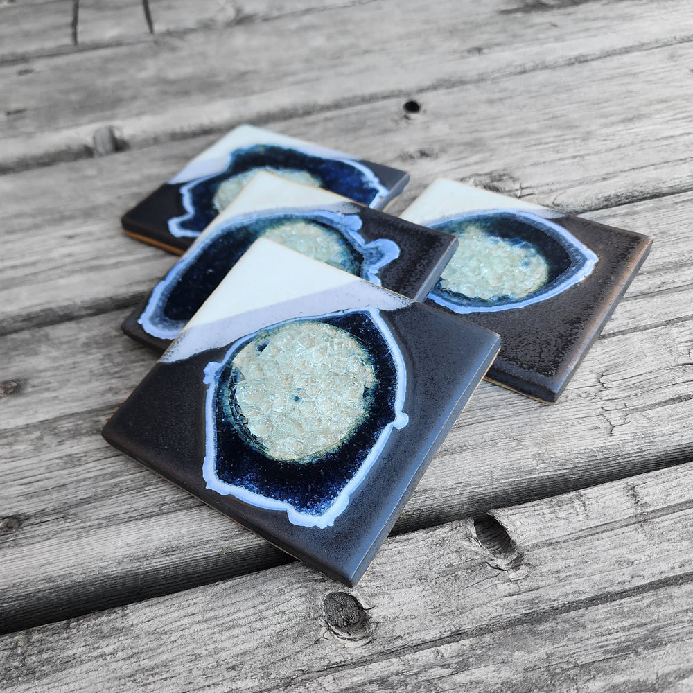 Dock 6 Pottery Ceramics Black/White Ceramic Coaster | Dock 6 Pottery