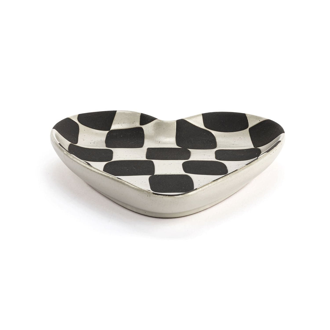 Demdaco Home Decor - Home Accent Black &amp; White Checker Heart Spoon Rest