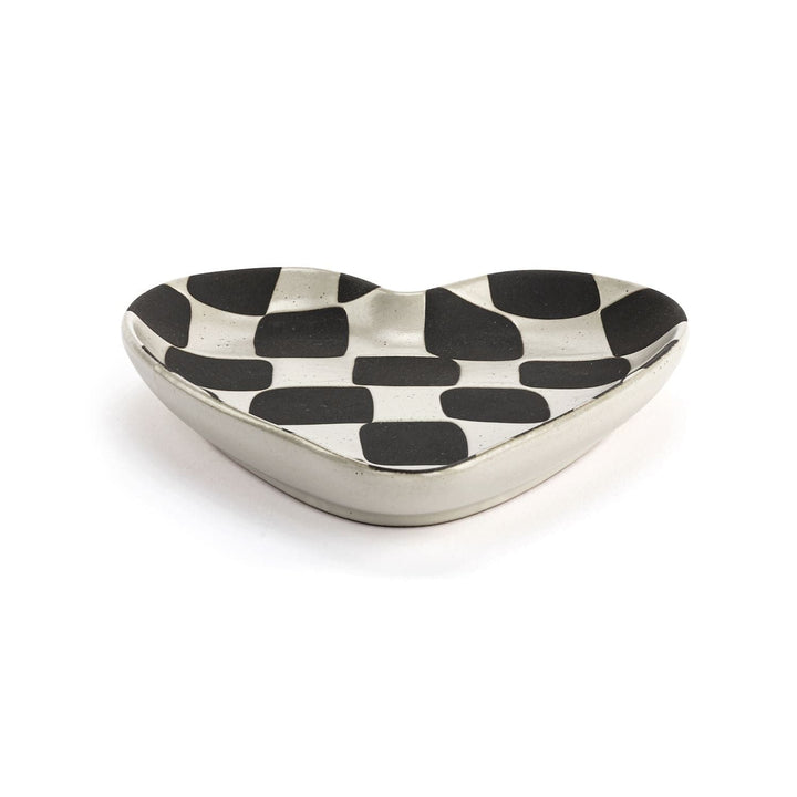 Demdaco Home Decor - Home Accent Black &amp; White Checker Heart Spoon Rest