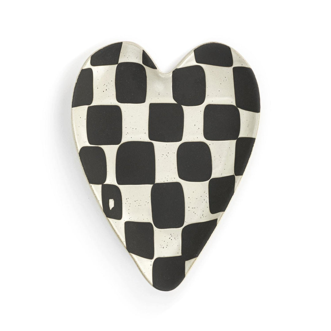 Demdaco Home Decor - Home Accent Black & White Checker Heart Spoon Rest
