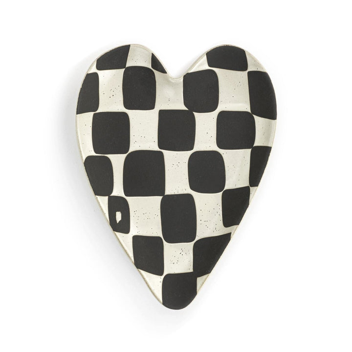 Demdaco Home Decor - Home Accent Black &amp; White Checker Heart Spoon Rest