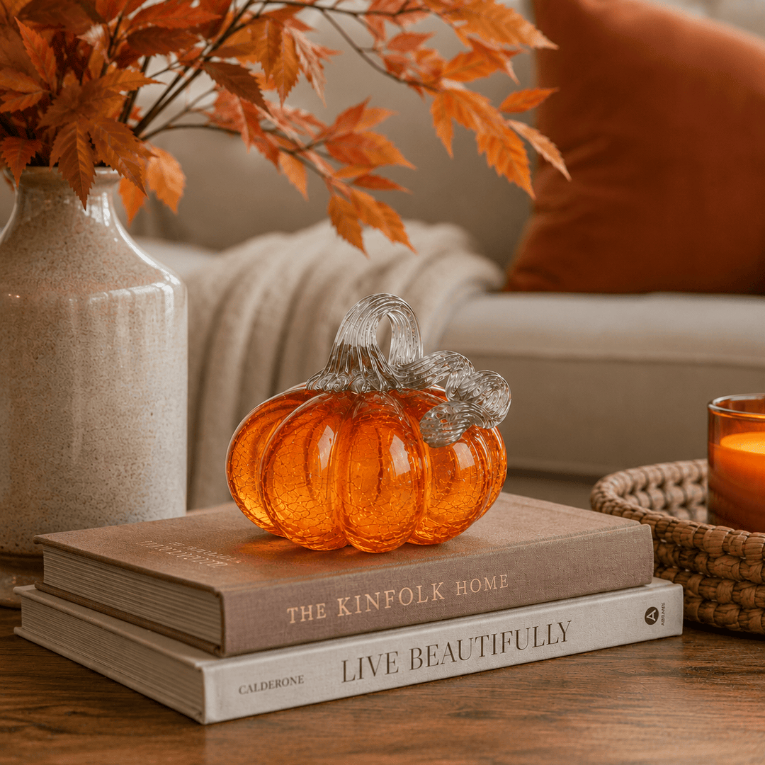 Diamond Star Home Decor - Holiday - Other Blown Glass Pumpkin Clear Orange