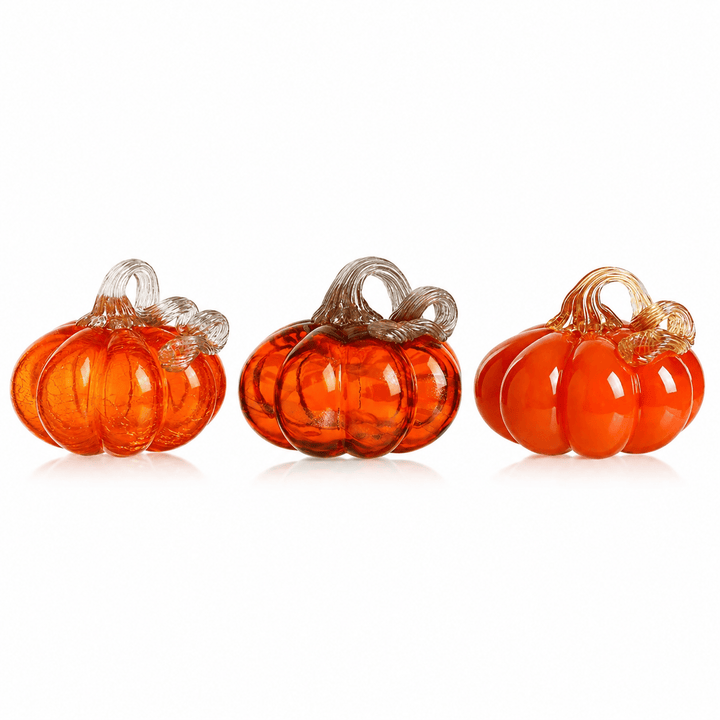 Diamond Star Home Decor - Holiday - Other Blown Glass Pumpkin Mottled Orange