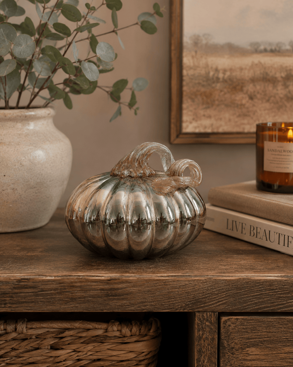 Diamond Star Home Decor - Holiday - Other Blown Luster Glass Pumpkin