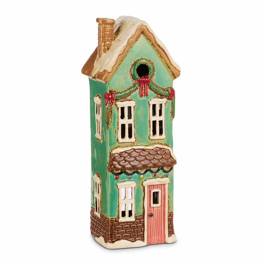 Raz Imports Inc Christmas Decor Blue Ceramic Christmas House – 11″