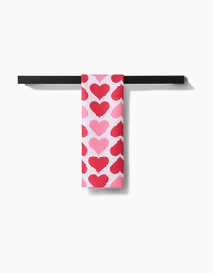 Geometry Blushing Hearts Tea Towel