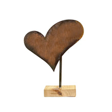 Load image into Gallery viewer, Prairie Dance Proudly Handmade in South Dakota, USA Patina/Copper Boho Heart, Metal Tabletop Heart Decoration
