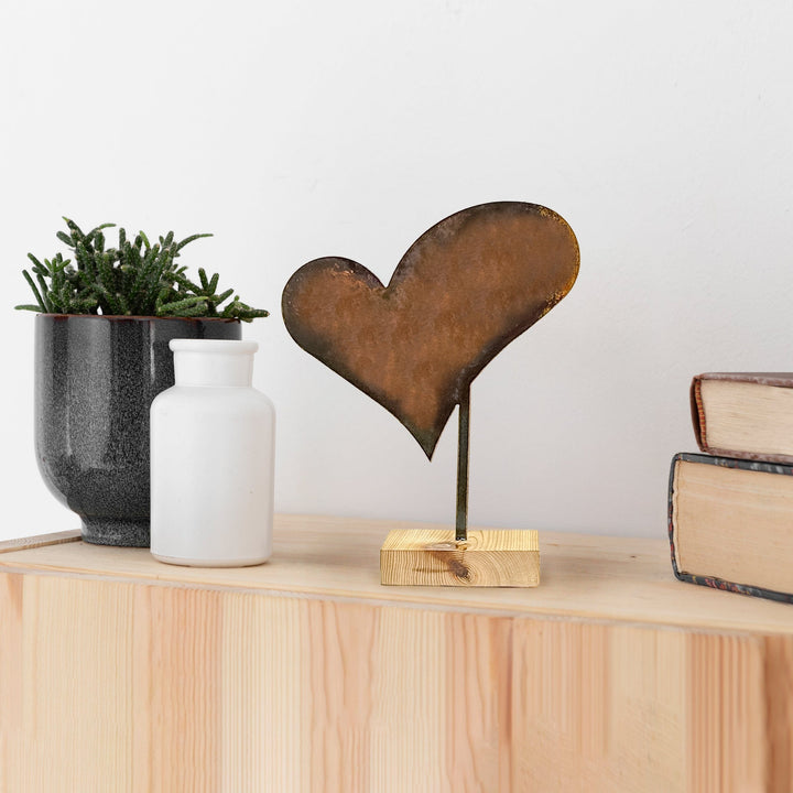 Prairie Dance Proudly Handmade in South Dakota, USA Boho Heart, Metal Tabletop Heart Decoration