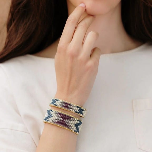 Etkie Jewelry Bramble Beaded Glass Cuff - Large