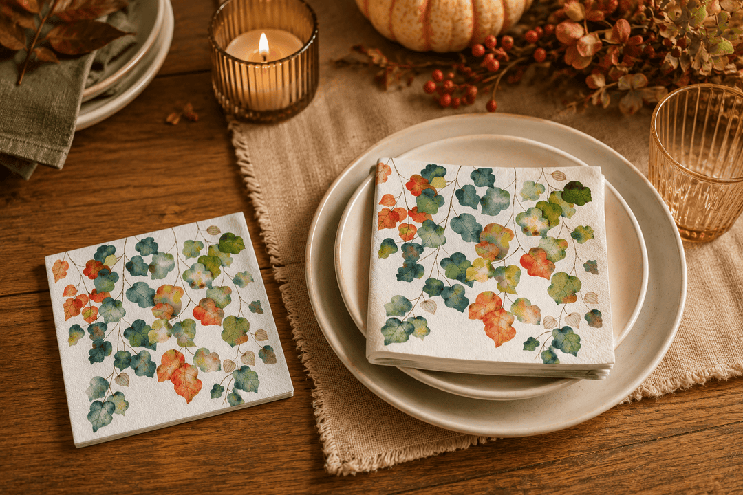 PaperProducts Deseign Home Decor - Linens Bright Fall Napkin – Beverage &amp; Lunch Sizes