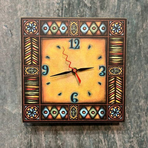 Spooner Creek Home Decor - Indoor - Clocks Brown Motif Square Clock