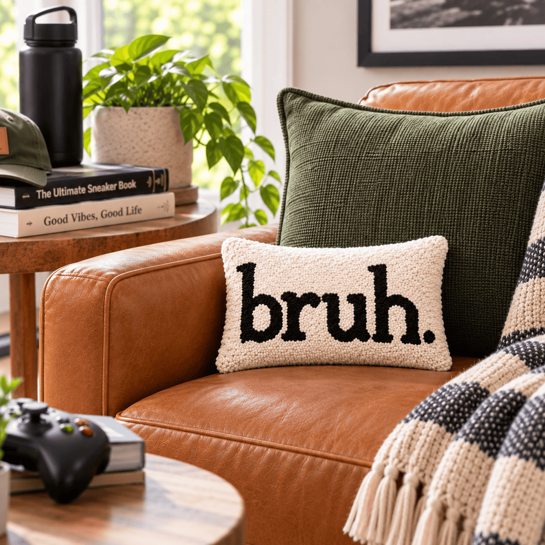Peking Handicraft Home Decor - Home Accent Bruh Wool Hooked Pillow – 8" x 12"