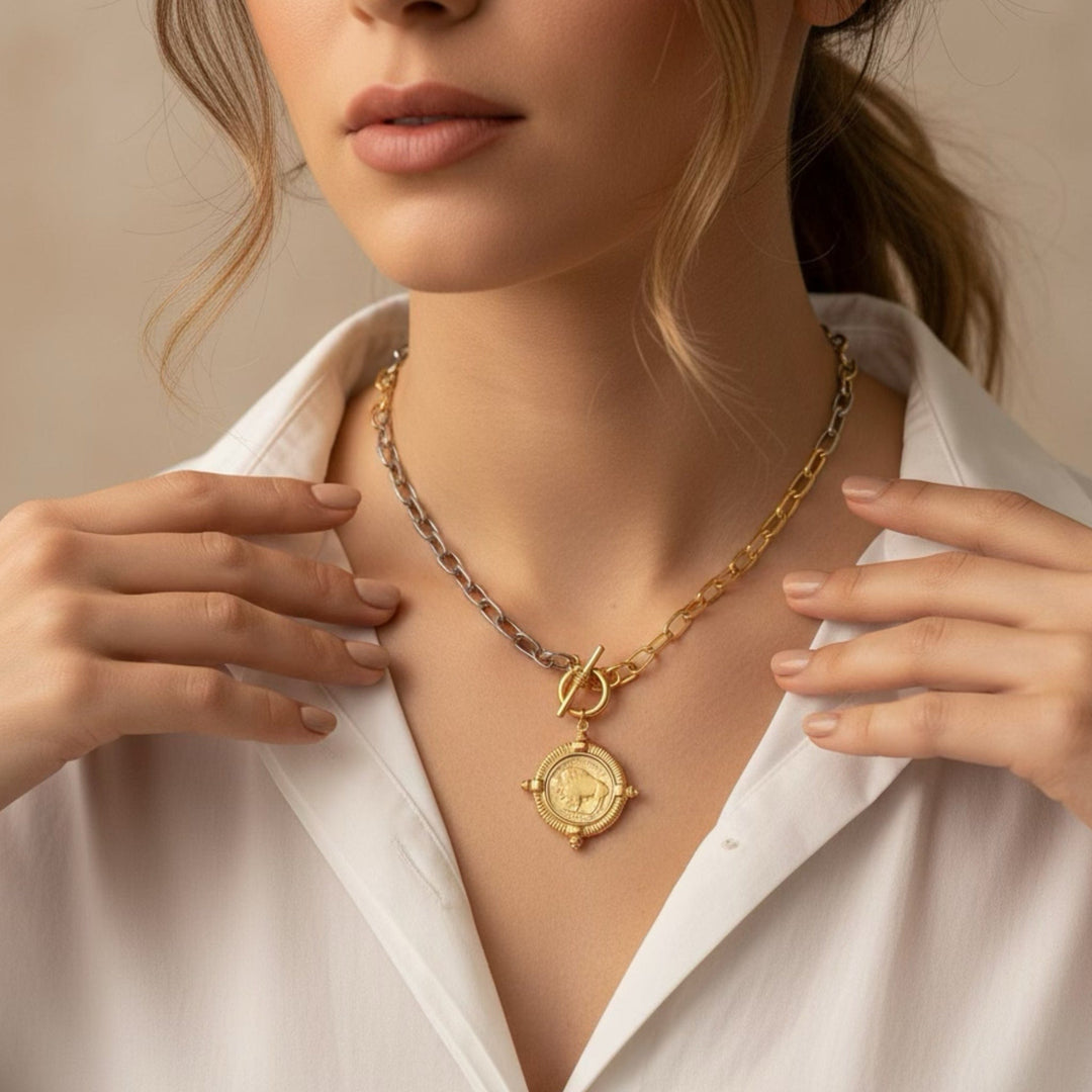 LJ Sonder Jewelry - Necklaces Buffalo Coin Toggle Necklace