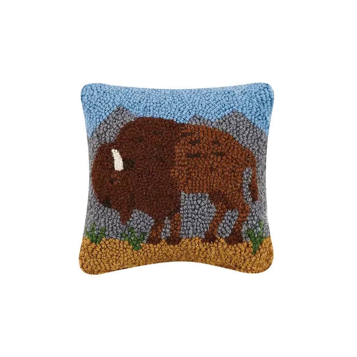 Peking Handicraft Home Accents Buffalo Landscape Hook Pillow