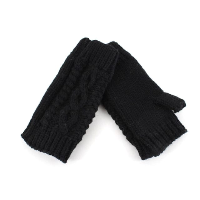 Pretty Persuasions Black Cable Knit Gloves