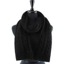 Load image into Gallery viewer, Pretty Persuasions Black Cable Knit Scarves
