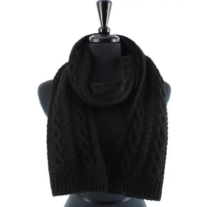 Pretty Persuasions Black Cable Knit Scarves